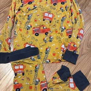 Little Sleepies Yellow Fire Truck Pups Pajama Set 2T PLAY condition